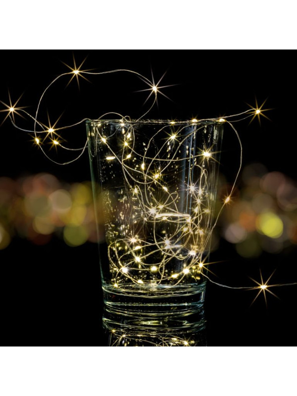 VOLTRONIC Sada 2 kusov svetelných drôtov 50 LED, teplá biela