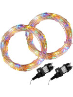 VOLTRONIC Sada 2 kusov svetelných drôtov, 50 LED, farebná