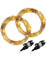 VOLTRONIC Sada svetelných drôtov 2x 100 LED, teplo biela