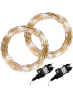 VOLTRONIC 2x svetelný drôt 200 LED, studeno biela