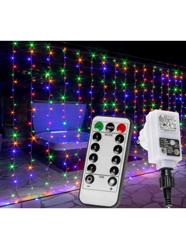 VOLTRONIC svetelný záves 3 x 6 m, 24 prameňov, farebný