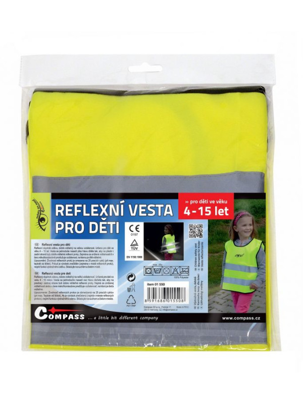 Výstražná detská vesta S.O.R. - 53 cm, žltá