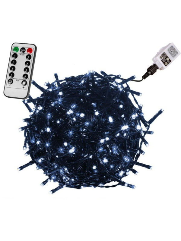 VOLTRONIC Vianočná reťaz 10 m,100 LED,studene biela+ovládač
