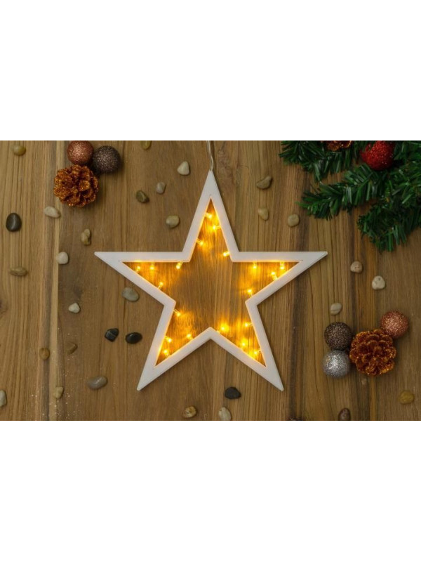 Vianočná dekorácia - hviezda, 20 LED, teple biela