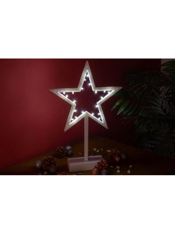 Vianočná dekorácia - hviezda na stojančeku, 38 cm, 20 LED