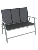 Záhradná hliníková lavička, 2-miestna, 119 cm, sivá