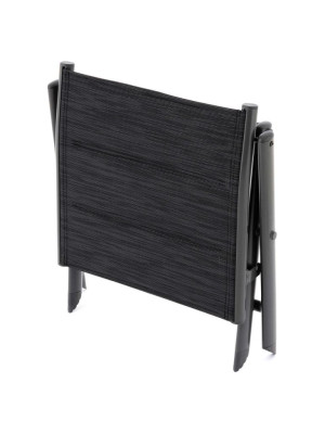 Sklopná hliníková stolička - čierna, tmavosivý rám