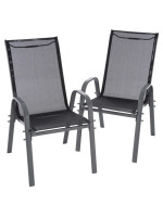 Sada 2 ks záhradných stohovateľných stoličiek - čierna