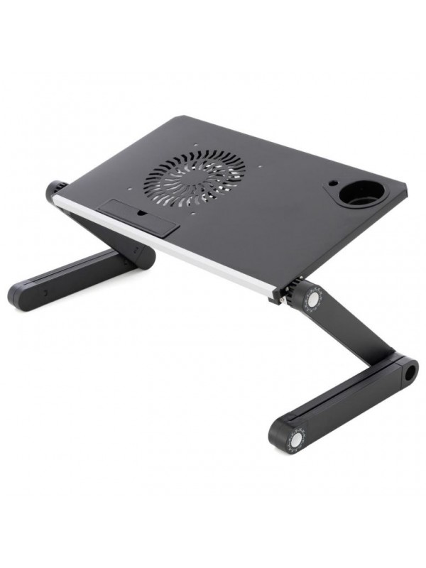 Notebookový stolík s USB ventilátorom - striebornočierny