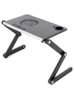 Notebookový stolík s USB ventilátorom - striebornočierny