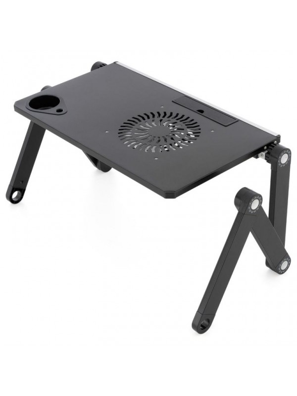 Notebookový stolík s USB ventilátorom - striebornočierny