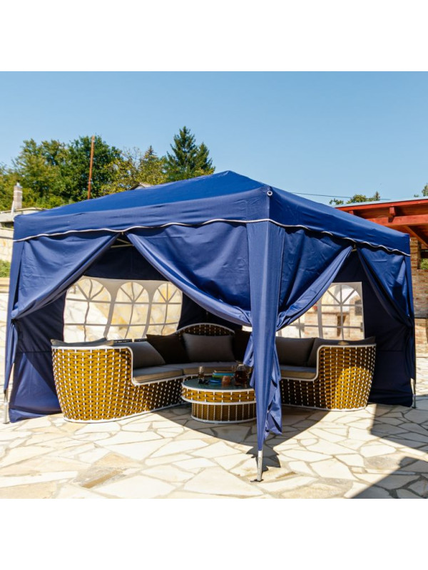 INSTENT záhradný párty stan - 3 x 3 m, modrá + 4 bočnice
