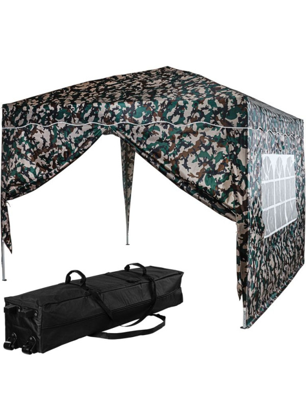 INSTENT záhradný párty stan - 3 x 3 m, maskáčová + 2 bočnice