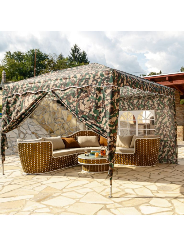 INSTENT záhradný párty stan - 3 x 3 m, maskáčová + 2 bočnice