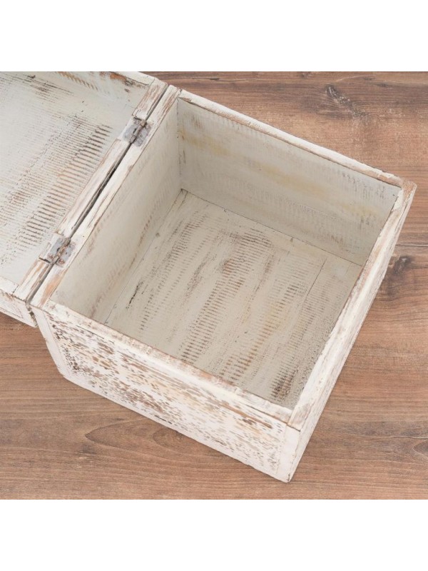 Sada drevených vintage boxov, biele