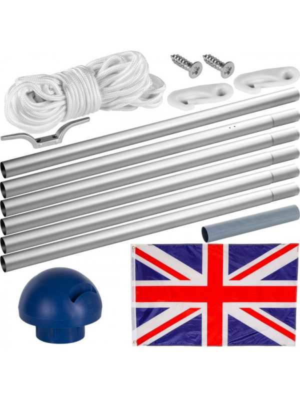 Vlajkový stožiar vrátane vlajky Veľká Británia - 650 cm