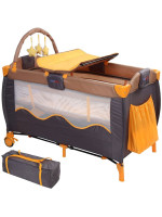 Detská postieľka, cestovná, oranžová/sivá
