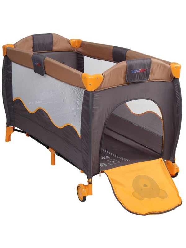 Detská postieľka, cestovná, oranžová/sivá