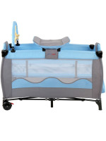 Cestovná postieľka s prebaľovacím pultom, modrá/sivá