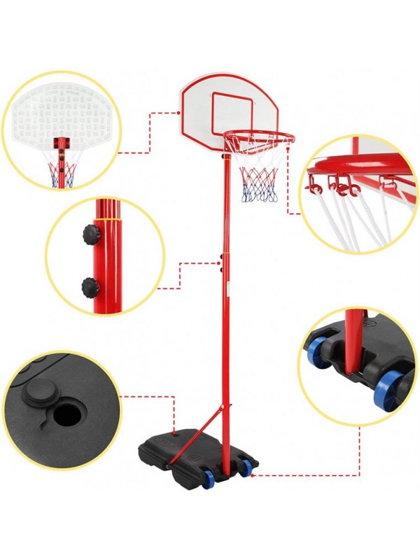 Basketbalový kôš s kolieskami, nastaviteľný 113 - 236 cm