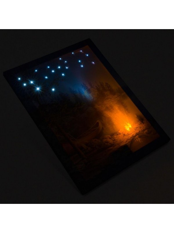 Nástenná maľba horské jazero, 2 LED + 20 LED, 30 x 40 cm