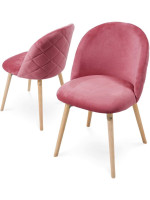 Sada jedálenských zamatových stoličiek, ružové, 2 ks