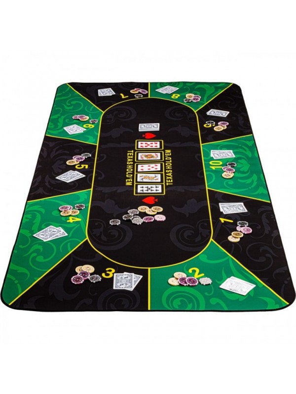 Skladacia pokerová podložka, zelená/čierna, 160 x 80 cm