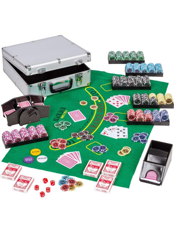 Pokrová sada, 600 žetónov + miešačka kariet