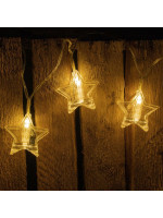 Vianočná svetelná reťaz hviezdy, teple biela, 10 LED