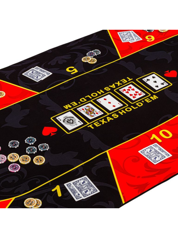 Pokerová podložka 160x80 cm, červeno-čierna, protišmyková
