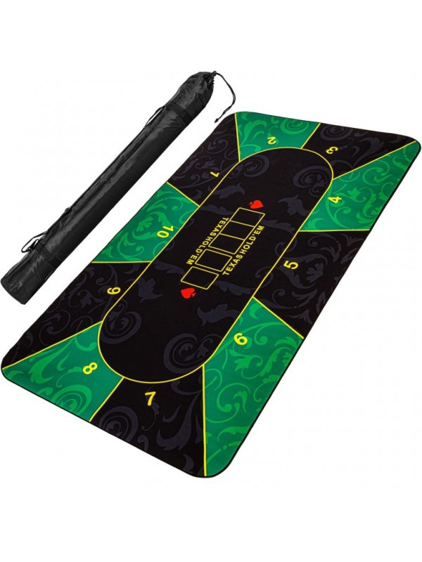 Skladacia pokerová podložka, zelená/čierna, 200 x 90 cm