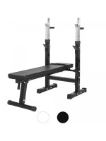 Nastaviteľná posilňovacia lavica s držiakom na činky, čierna