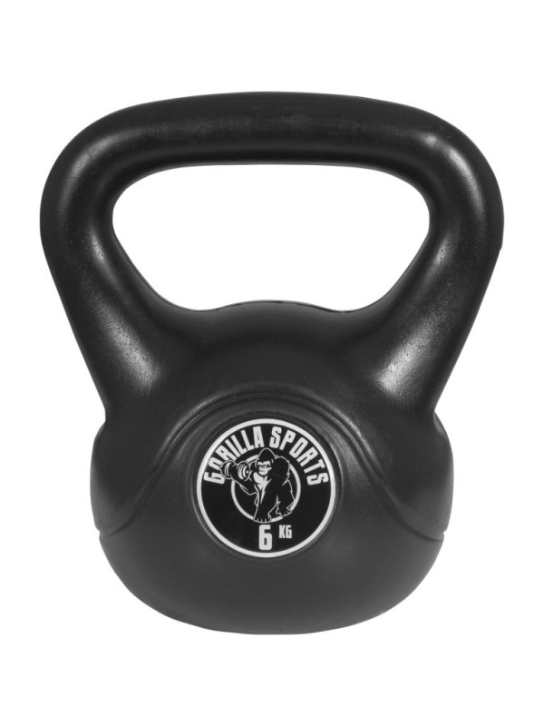Gorilla Sports Kettlebell činka, plast, čierna, 6 kg