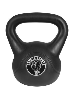 Gorilla Sports Kettlebell činka, plast, čierna, 18 kg