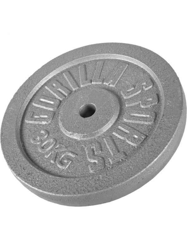 Gorilla Sports Liatinový záťažový kotúč, strieborný, 30 kg Gorilla Sports Liatinový záťažový kotúč, strieborný, 30 kg