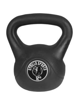 Gorilla Sports Kettlebell činka, plast, čierna, 12 kg