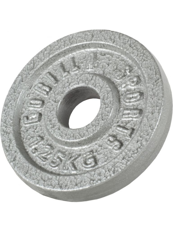 Gorilla Sports Liatinový záťažový kotúč, strieborný, 1,25 kg