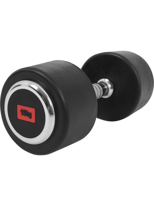 Gorilla Sports Liatinová pogumovaná jednoručná činka, 15 kg