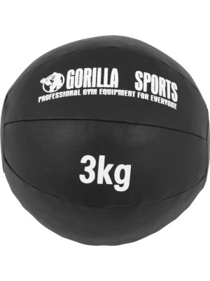 Gorilla Sports Kožený medicinbal, 3 kg, čierny