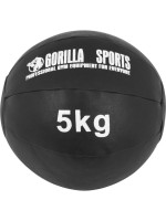Gorilla Sports Kožený medicinbal, 5 kg, čierny