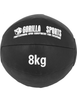 Gorilla Sports Kožený medicinbal, 8 kg, čierny