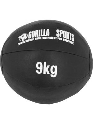 Gorilla Sports Kožený medicinbal, 9 kg, čierny