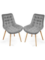MIADOMODO Sada prešívaných jedál. stoličiek, sv. sivá, 2 ks