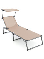 DIVERO skladacie ležadlo so strieškou, XXL, béžové