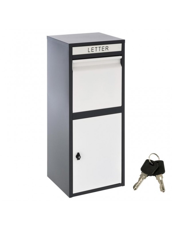 Stojanová poštová schránka KIM, čierno-biela, oceľ, 2 kľúče