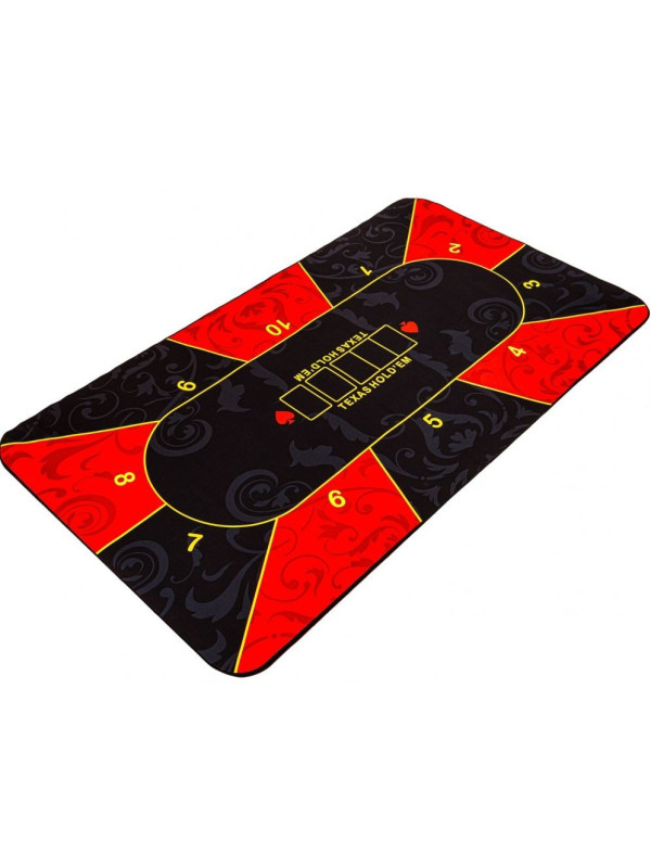 Skladacia pokerová podložka, červená/čierna, 200 x 90 cm