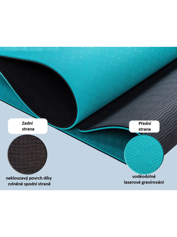 MOVIT Jóga podložka na cvičenie, 190 x 60 cm, petrolejová