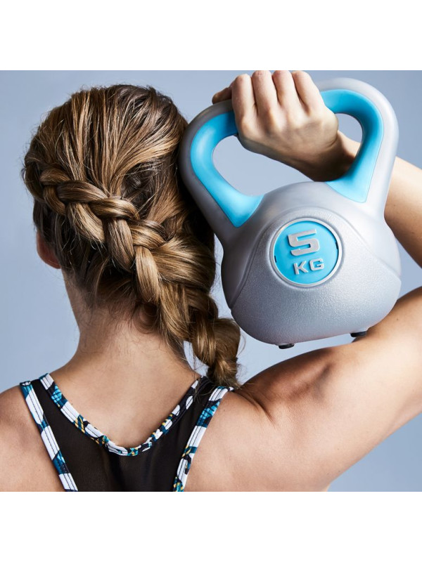Gorilla Sports Kettlebell činka, vinylová, žltá, 4 kg