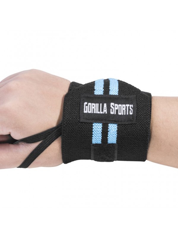 Gorilla Sports Bandáž na zápästie, čierna/modrá, 2 ks