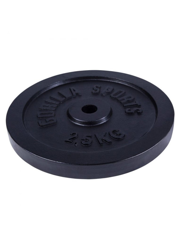 Gorilla Sports Liatinový záťažový kotúč, čierny, 2,5 kg